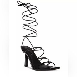 Wild Pair Black Eross Lace-Up High Heel